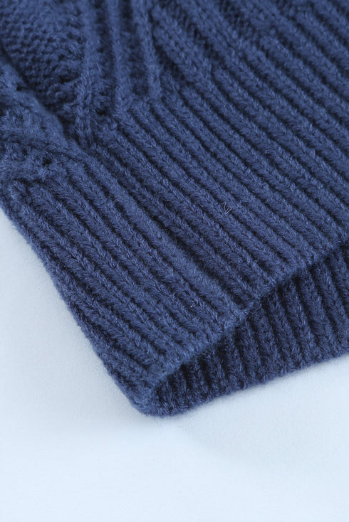 Strapped Cut Out Shoulder Turtleneck Sweater